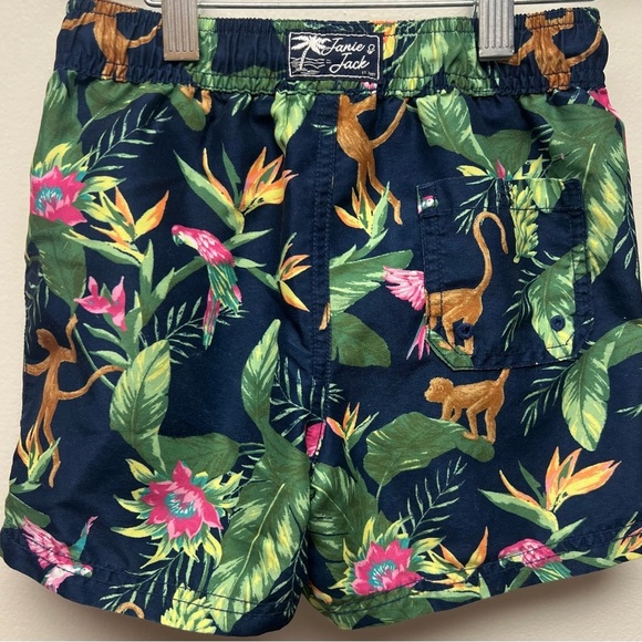 Janie and Jack Navy Tropical Print Kids Swim Shorts - Picture 6 of 7